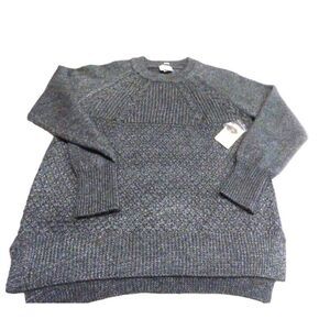 $54.00 St. John’s Bay Mixed Stitch Reglan, Crew Neck Sweater, M, Charcoal Heathe